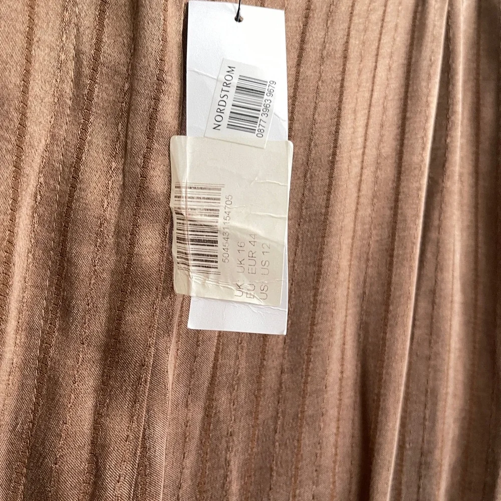 NWT TOPSHOP WIDE LEG STRIPED BOHO BROWN TROUSERS Size 12 - Picture 7 of 9